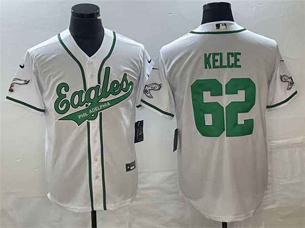 Mens Philadelphia Eagles #62 Jason Kelce White Cool Base Stitched Baseball Jersey->philadelphia eagles->NFL Jersey
